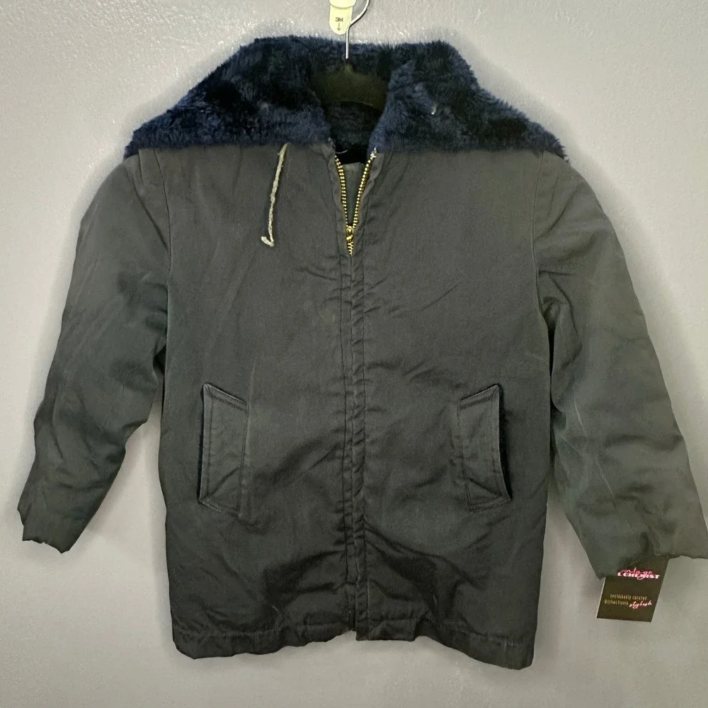 1970s Mighty-Mac Kids Winter Jacket Navy Pile Lined Talon Zip USA Vintage Rare 7
